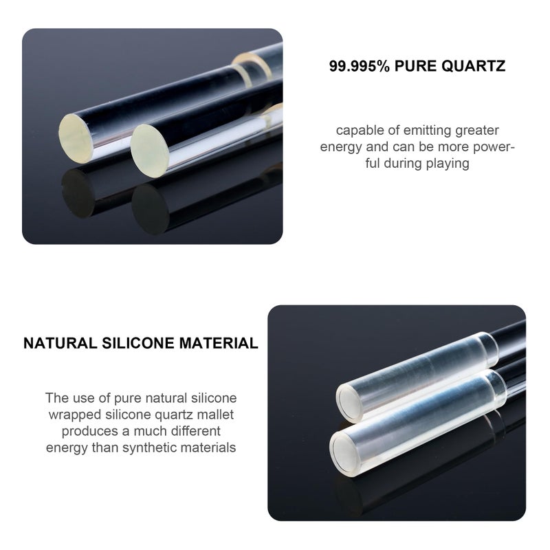 TOPFUND Singing Bowl Silicone Quartz Mallet | Silicone Sleeve + High Purity Quartz Rod - Image 3